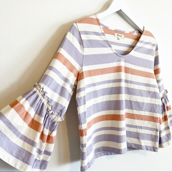 Madewell Ruffle-Sleeve Top in Fairhaven Stripe - Picture 7 of 10